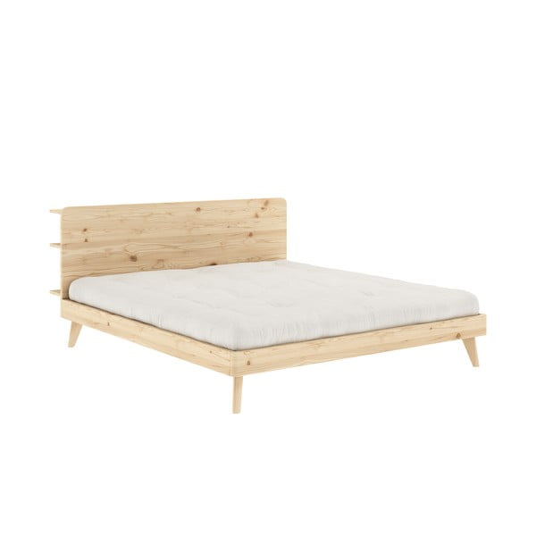 Łóżko dwuosobowe z drewna sosnowego ze stelażem 140x200 cm Retreat – Karup Design