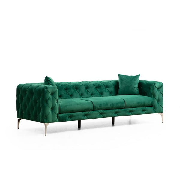 Ciemnozielona aksamitna sofa 237 cm Como – Artie