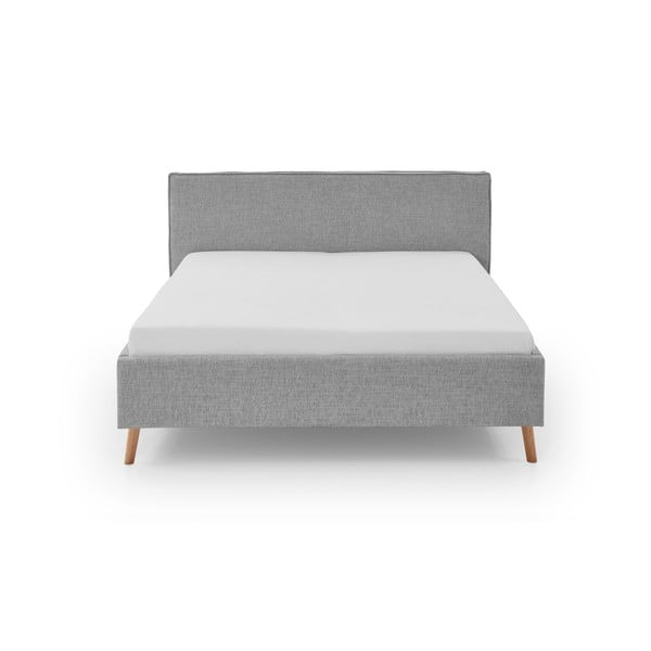 Jasnoszare tapicerowane łóżko dwuosobowe ze schowkiem ze stelażem 180x200 cm Riva – Meise Möbel-image-4