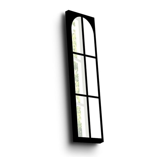 Dekoracja z elementami lustra w drewnianej ramce Ventana, 108x28 cm