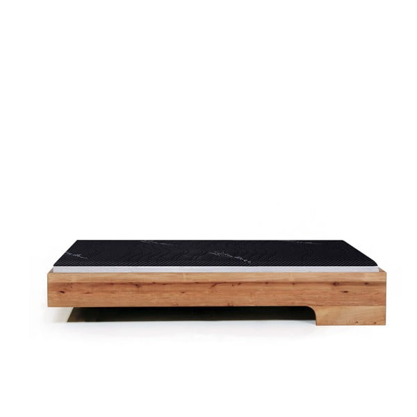 Łóżko wsparte na podstawie z jednej strony, Loop z drewna olchowego, 140x200 cm, olej lniany