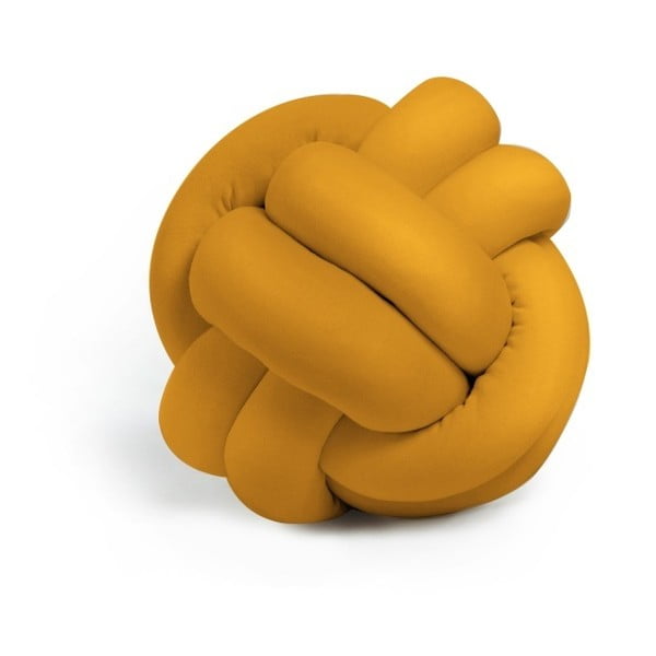 Musztardowa poduszka Knot Decorative Cushion, ⌀ 25 cm