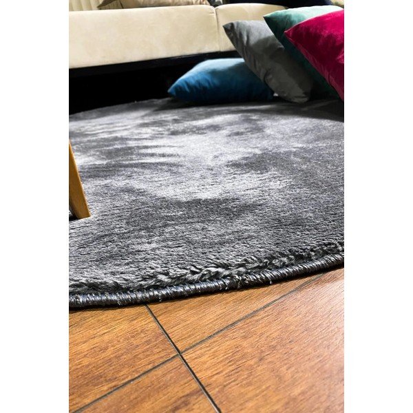 Antracytowy okrągły dywan odpowiedni do prania ø 80 cm Pelush Anthracite – Mila Home-image-1