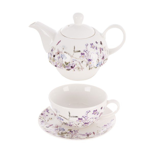 Biało-fioletowy porcelanowy serwis do herbaty Louka – Orion-image-2