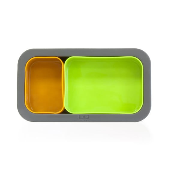 Silikonowy pojemnik na drugie śniadanie z przegródkami Monbento Green/Orange