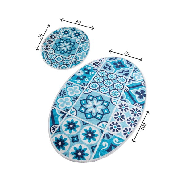 Niebieskie dywaniki łazienkowe zestaw 2 szt. 60x100 cm Ceramic – Foutastic-image-3