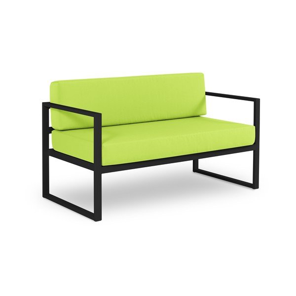 Limonkowozielona 2-osobowa sofa ogrodowa w czarnej ramie Calme Jardin Nicea-image-2