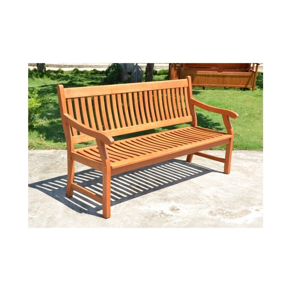 Brązowa drewniana ławka ogrodowa New Jersey – Garden Pleasure-image-1