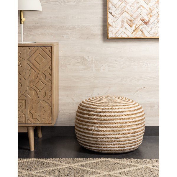 Beżowo-biały puf Kave Home Samy-image-2