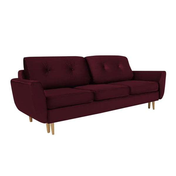 Bordowa rozkładana sofa 3-osobowa ze schowkiem Mazzini Sofas Silva