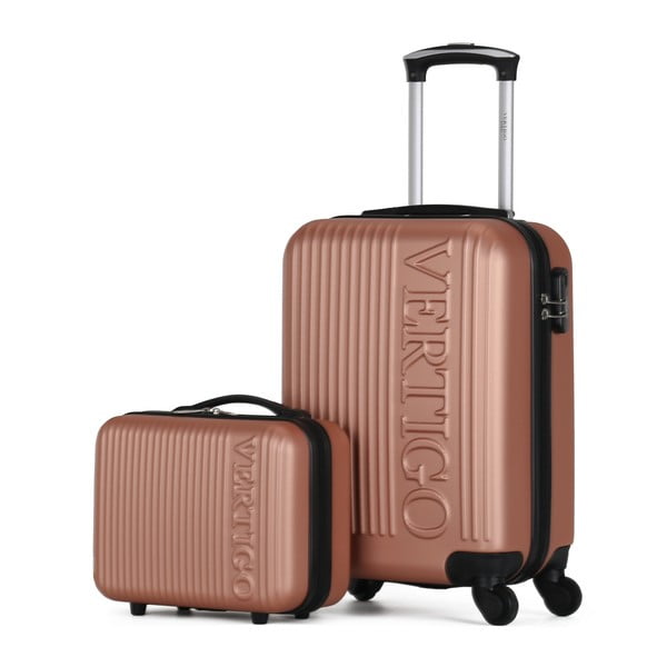 Zestaw 2 różowych walizek na kółkach VERTIGO Valises Cabine & Vanity Case