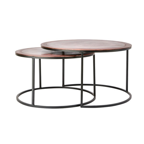 Miedziane metalowe okrągłe stoliki zestaw 2 szt. ø 75 cm Talca – Light & Living
