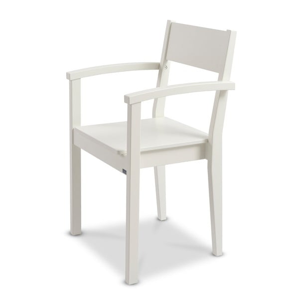 Białe krzesło z podłokietnikami wykonane ręcznie z litej brzozy Kiteen Joki