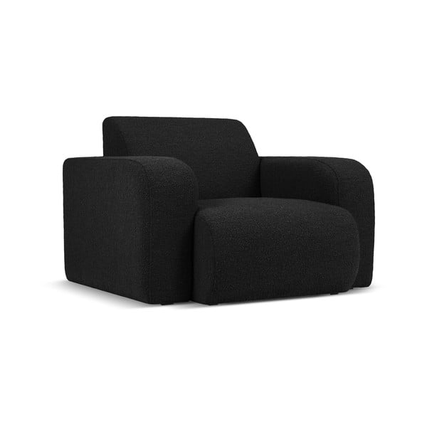 Czarny fotel z materiału bouclé Molino – Micadoni Home
