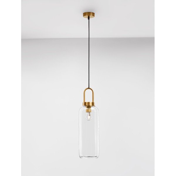 Szklana lampa wisząca w kolorze mosiądzu ze szklanym kloszem ø 15,5 cm Irvine – Nova Luce-image-4
