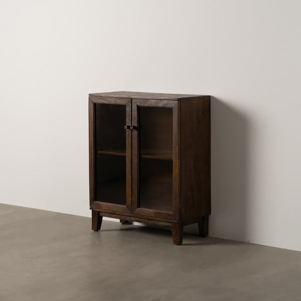 Brązowa witryna z litego drewna mango 80x100x40 cm Ravi – Ixia-image-3