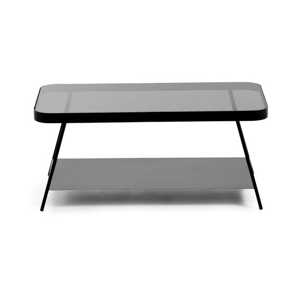 Czarny stolik ze szklanym blatem 45x90 cm Duilia – Kave Home-image-3