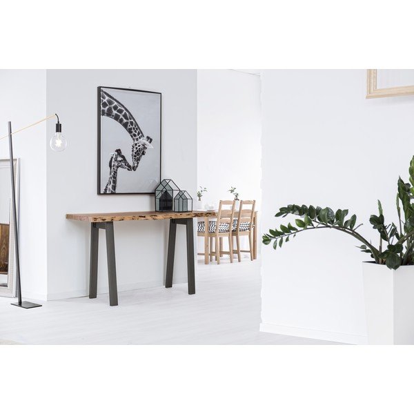 Czarno-naturalna konsola z blatem z drewna akacjowego 45x130 cm Aron – Bizzotto-image-1