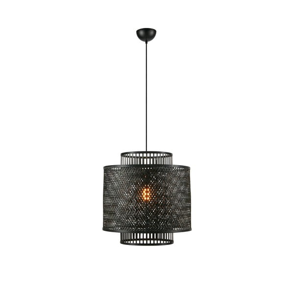 Lampa wisząca w kolorze matowej czerni z bambusowym kloszem ø 50 cm Strati – Markslöjd