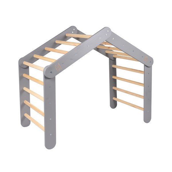 Szara drabinka pikler z litego drewna sosnowego 61x112x94 cm Montessori – Meowbaby