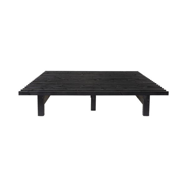 Łóżko dwuosobowe z drewna sosnowego z materacem Karup Design Blues Comfort Mat Black/Black, 160x200 cm-image-1