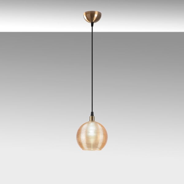 Lampa wisząca w żółto-złotym kolorze ze szklanym kloszem ø 15 cm Muzo – Opviq lights-image-3