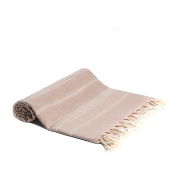 Jasnoróżowy ręcznik kąpielowy tkany ręcznie Ivy's Ebru, 100x180 cm