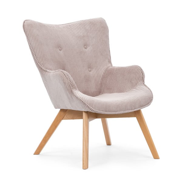 Jasnoróżowy sztruksowy fotel Niko – Ropez