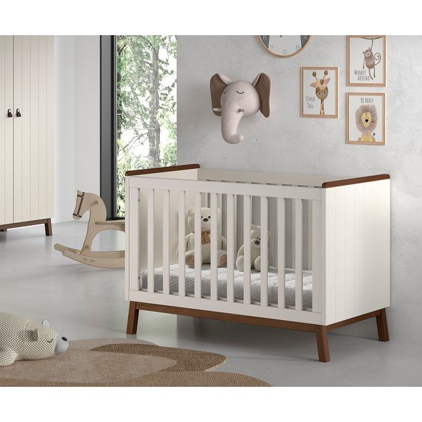 Beżowe łóżeczko z litego drewna sosnowego z regulowaną wysokością 60x120 cm Sezane – Vipack-image-1