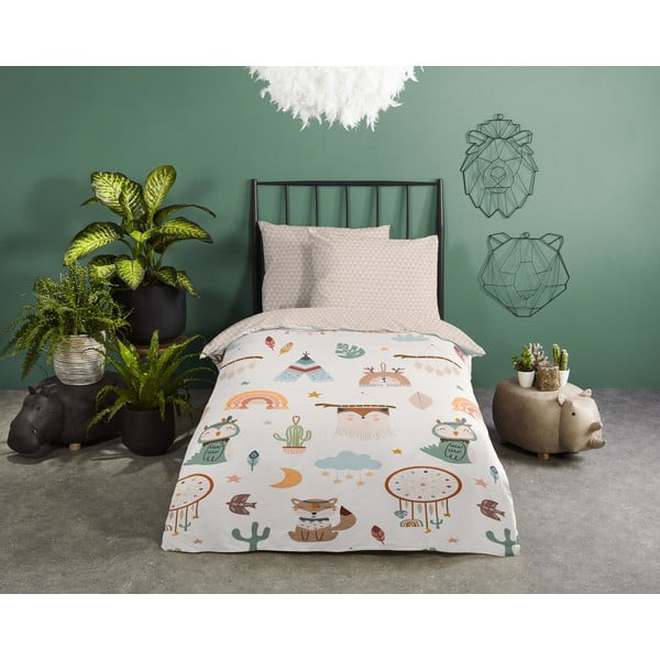 Beżowa bawełniana pościel dziecięca jednoosobowa 140x200 cm Remi – Good Morning-image-1