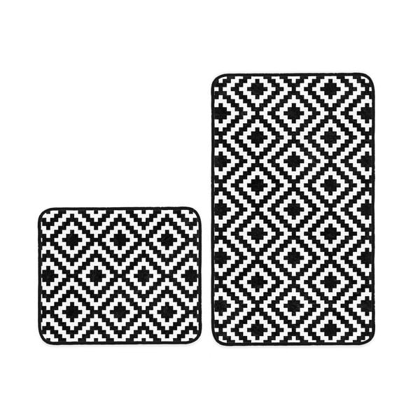 Białe/czarne dywaniki łazienkowe zestaw 2 szt. 60x100 cm – Mila Home