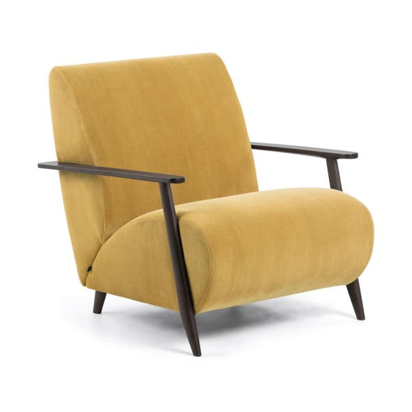 Żółty sztruksowy fotel Meghan – Kave Home