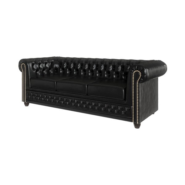 Czarna sofa z imitacji skóry 203 cm York – Ropez