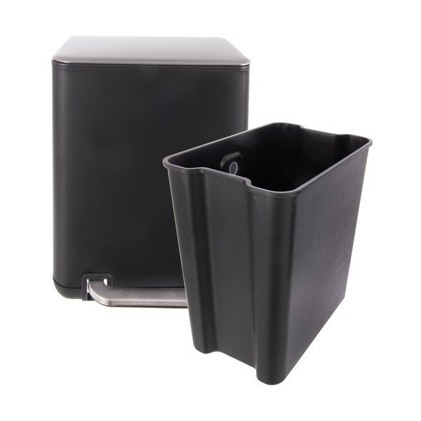 Czarny kosz na śmieci z pedałem ze stali nierdzewnej 20 l Black – Orion-image-4