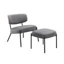 Szary aksamitny fotel z podnóżkiem Jerry – Støraa