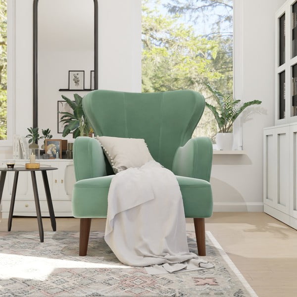 Zielony aksamitny fotel Lento – Ropez-image-3