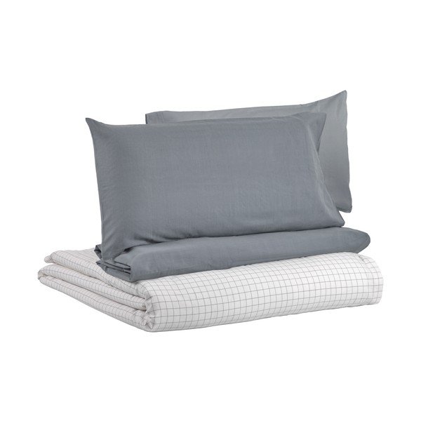 Szara pościel z prześcieradłem z organicznej bawełny Kave Home Lesly, 240x260 cm