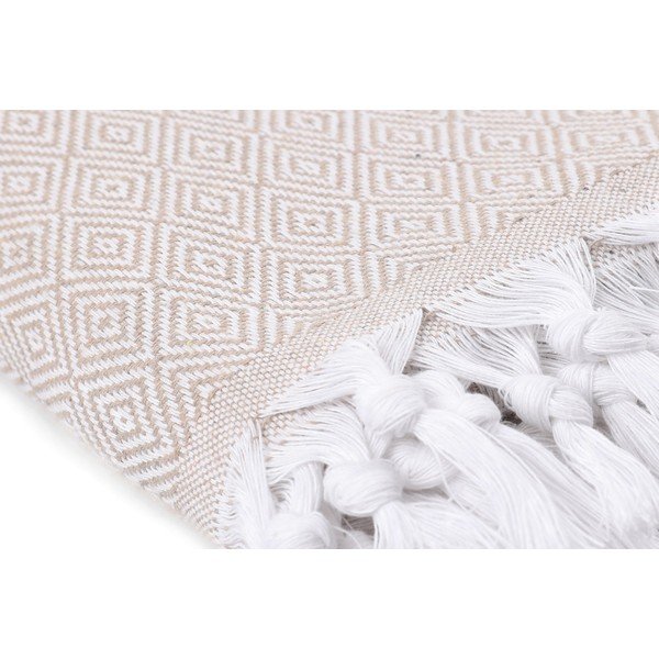 Jasnobeżowa bawełniana narzuta na łóżko Galina Beige White, 220x240 cm-image-4