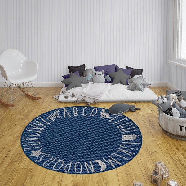 Niebieski dywan dla dzieci Ragami Letters, ø 160 cm-image-1