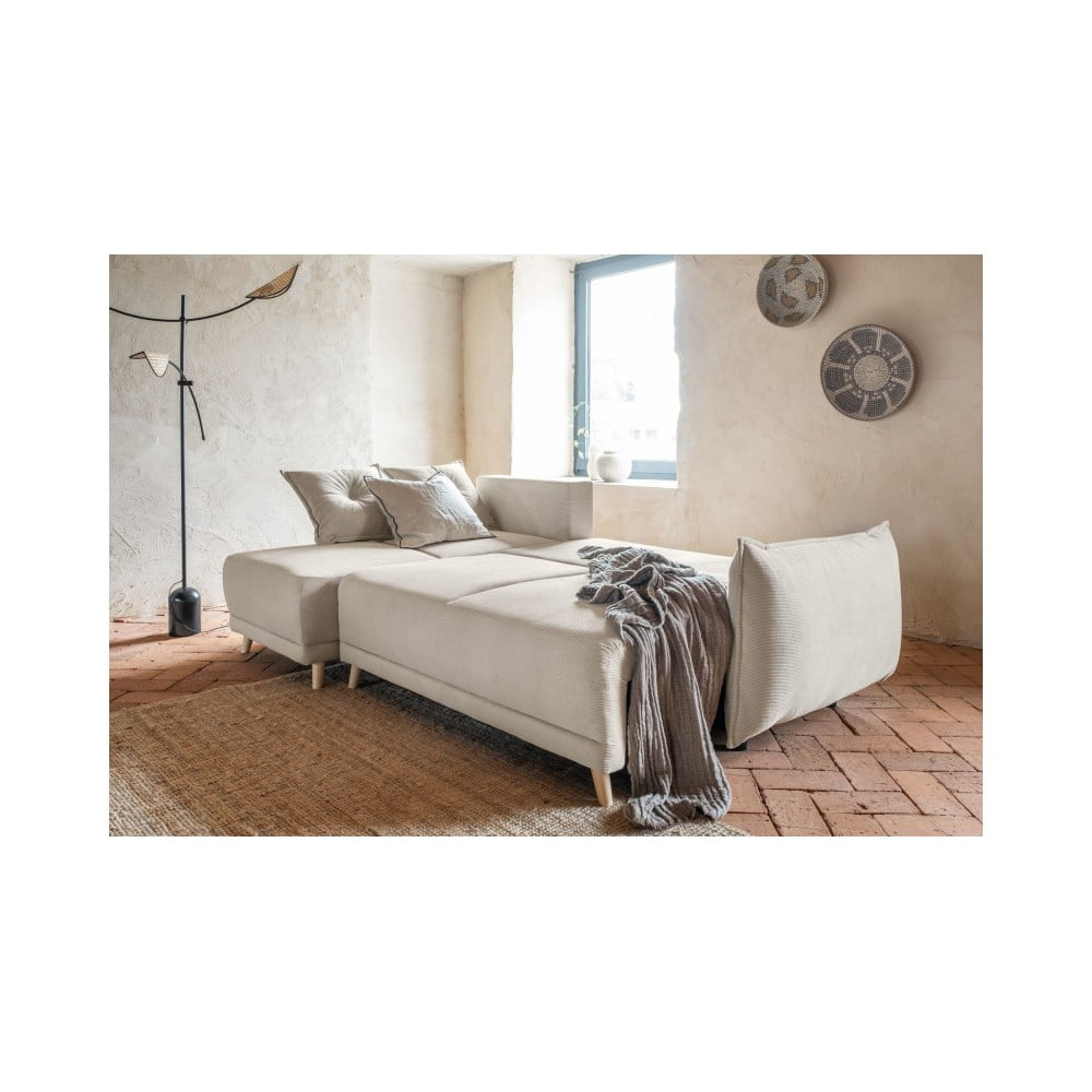 Beżowy sztruksowy rozkładany narożnik (strona zmienna) Lazy Lukka – Miuform (zdjęcie 8)