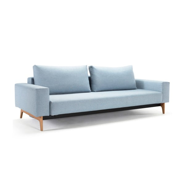 Jasnoniebieska sofa rozkładana z podłokietnikami Innovation Idun