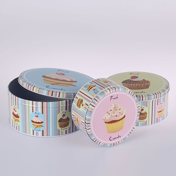 Zestaw 3 blaszanych pojemników Fresh Cupcake