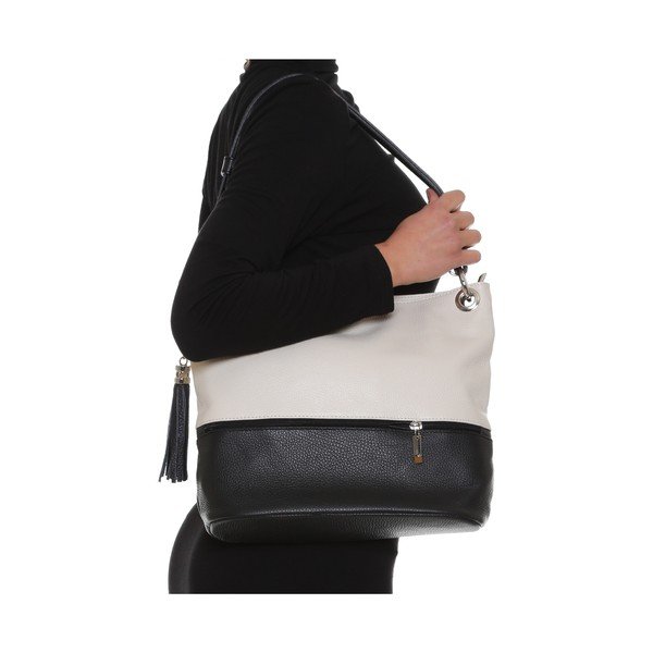 Skórzana torebka Anna Luchini 1104 Beige Nero-image-4