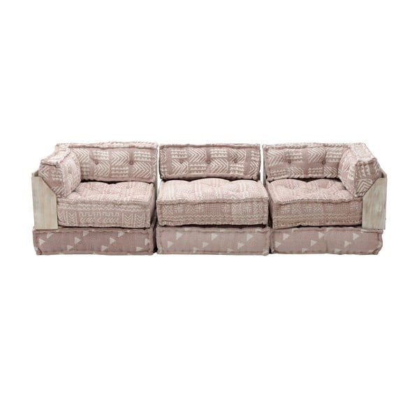 Jasnoróżowa 3-osobowa sofa bawełniana InArt Boho