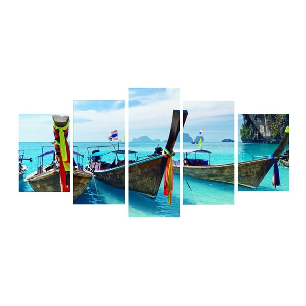 Pięcioczęściowy obraz Tropical Paradise Boats