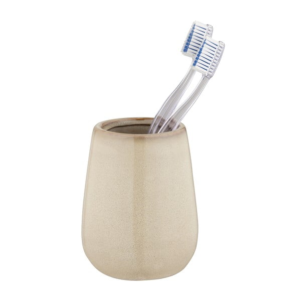 Beżowy ceramiczny kubek na szczoteczki do zębów Sirmione – Wenko-image-1