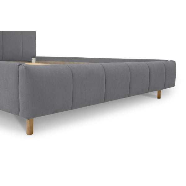 Szare tapicerowane łóżko dwuosobowe ze stelażem 180x200 cm Zee – Scandic-image-4