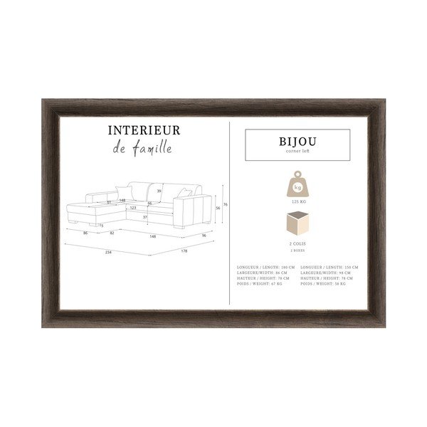Jasnoszary narożnik lewostronny Interieur De Famille Paris Bijou-image-2