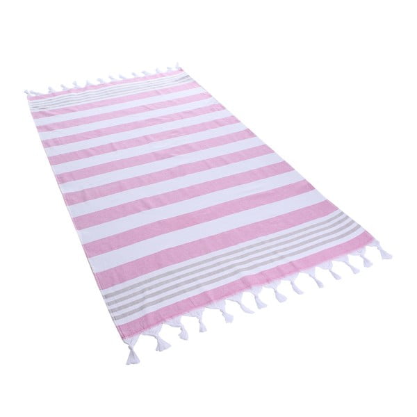 Bawełniany ręcznik kąpielowy DecoKing Fuchsia Santorin, 90x170 cm