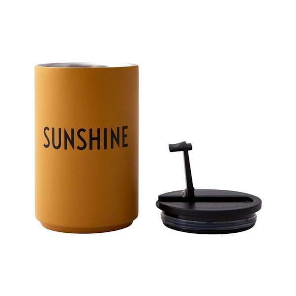 Musztardowy kubek podróżny Design Letters Sunshine, 350 ml-image-2